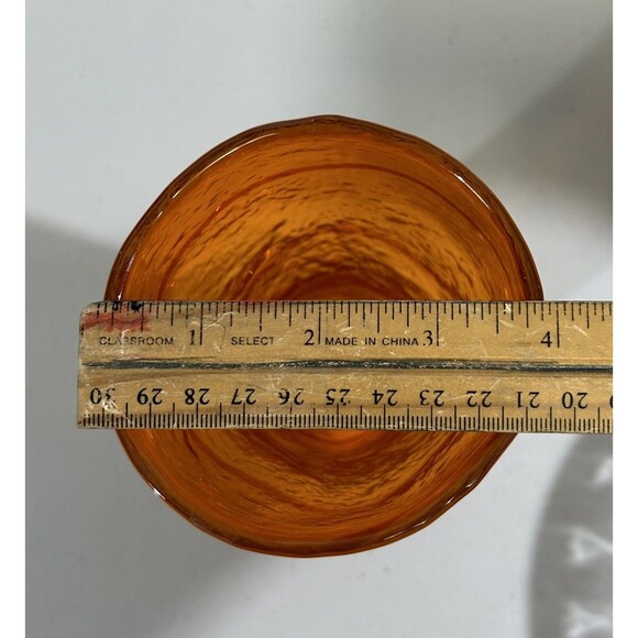 Orange Glass Swirl Stripe Pebbled Textured Iced Tea Summer Glass - Heavy - Picture 7 of 8